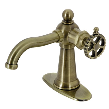 Kingston Brass Single-Handle Bathroom Faucet with Push Pop-Up, Antique Brass KSD3543CG